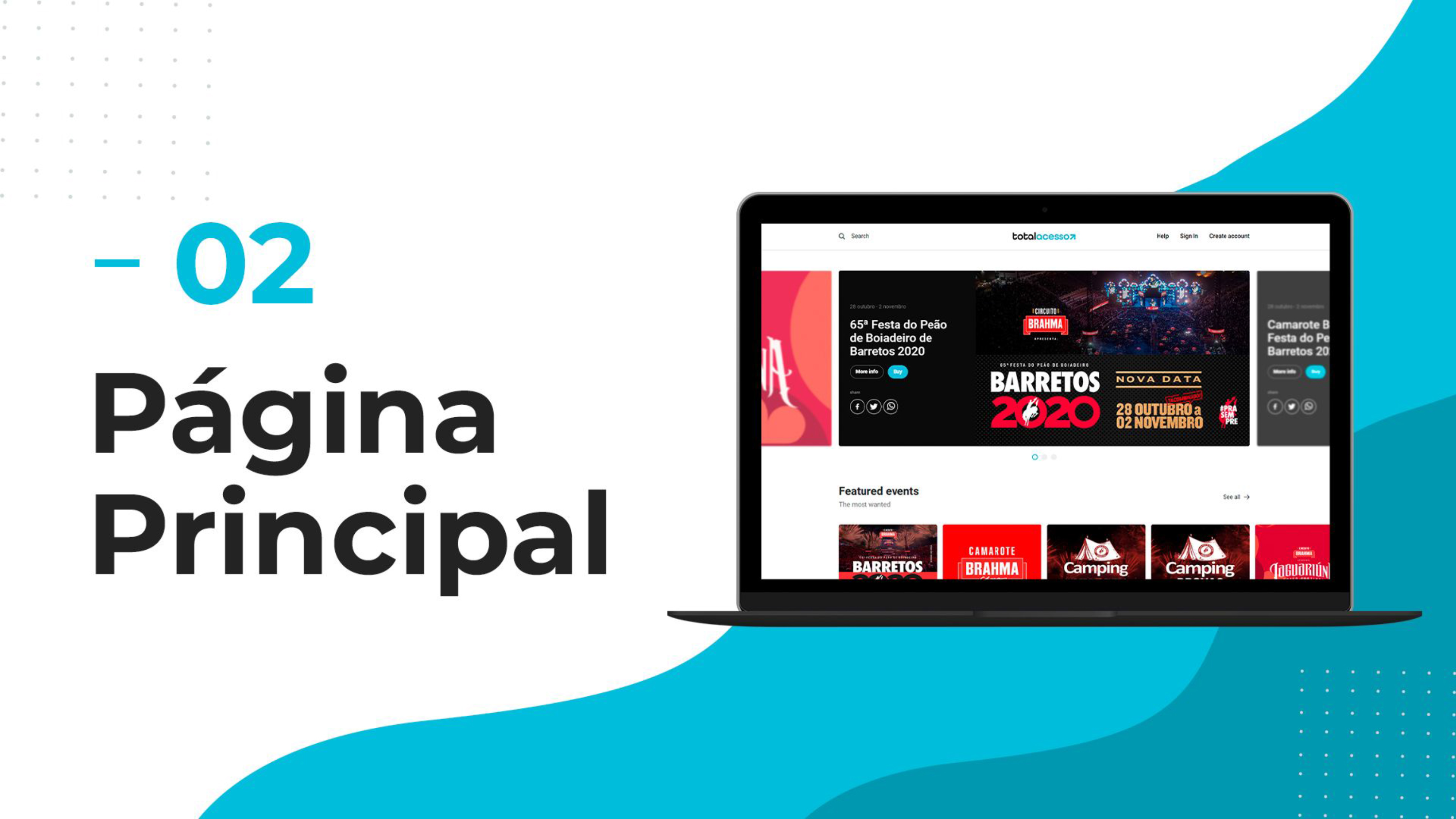 esta imagem mostra o item 02-página principal e uma tela de computador com a página principal do site da total acesso. 